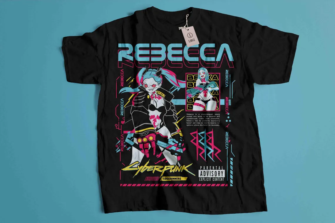 Cyberpunk Edgerunners T-shirt, Edge runners DAVID & LUCY neon shirt