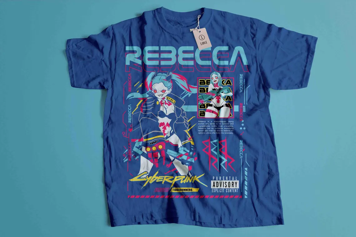 Cyberpunk Edgerunners T-shirt, Edge runners DAVID & LUCY neon shirt - Image 2