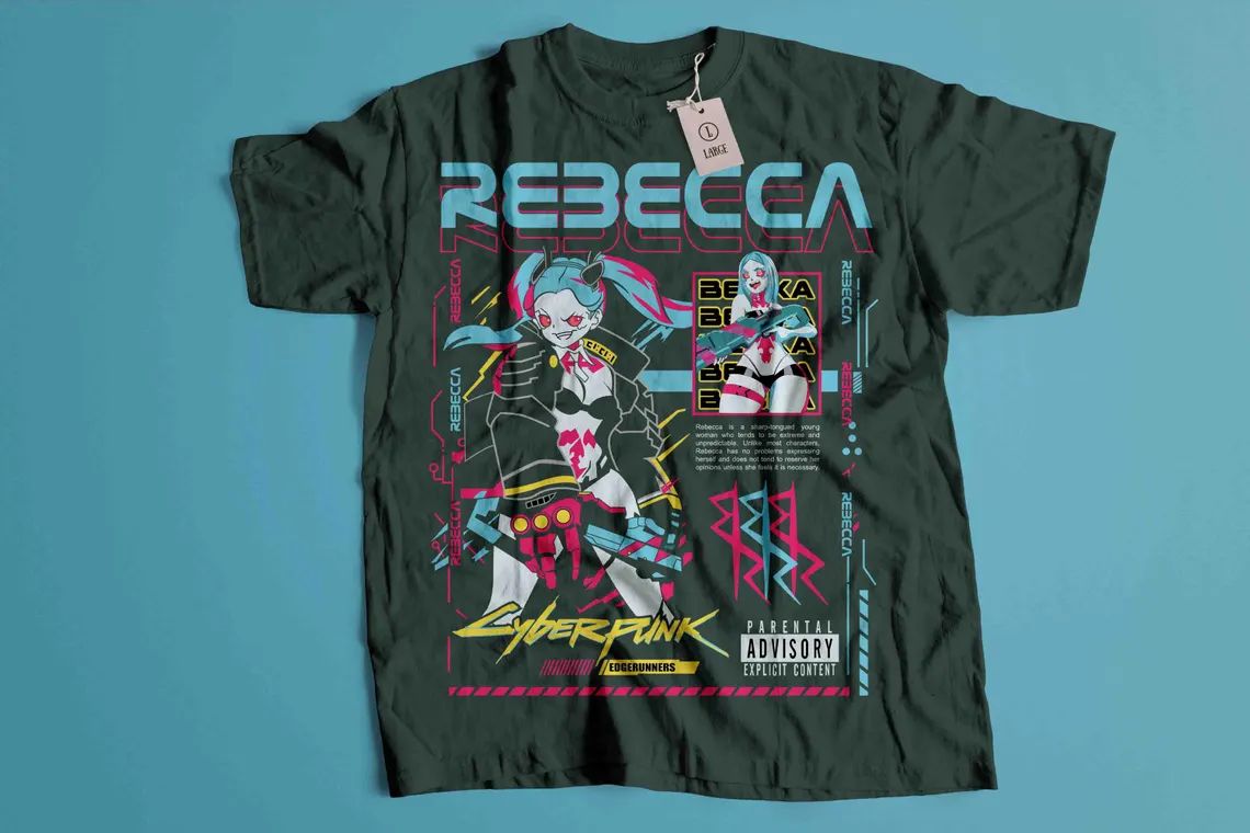 Cyberpunk Edgerunners T-shirt, Edge runners DAVID & LUCY neon shirt - Image 3