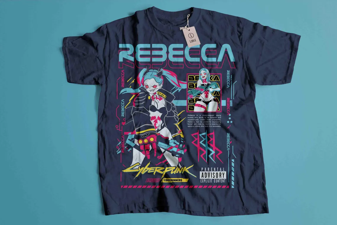 Cyberpunk Edgerunners T-shirt, Edge runners DAVID & LUCY neon shirt - Image 4