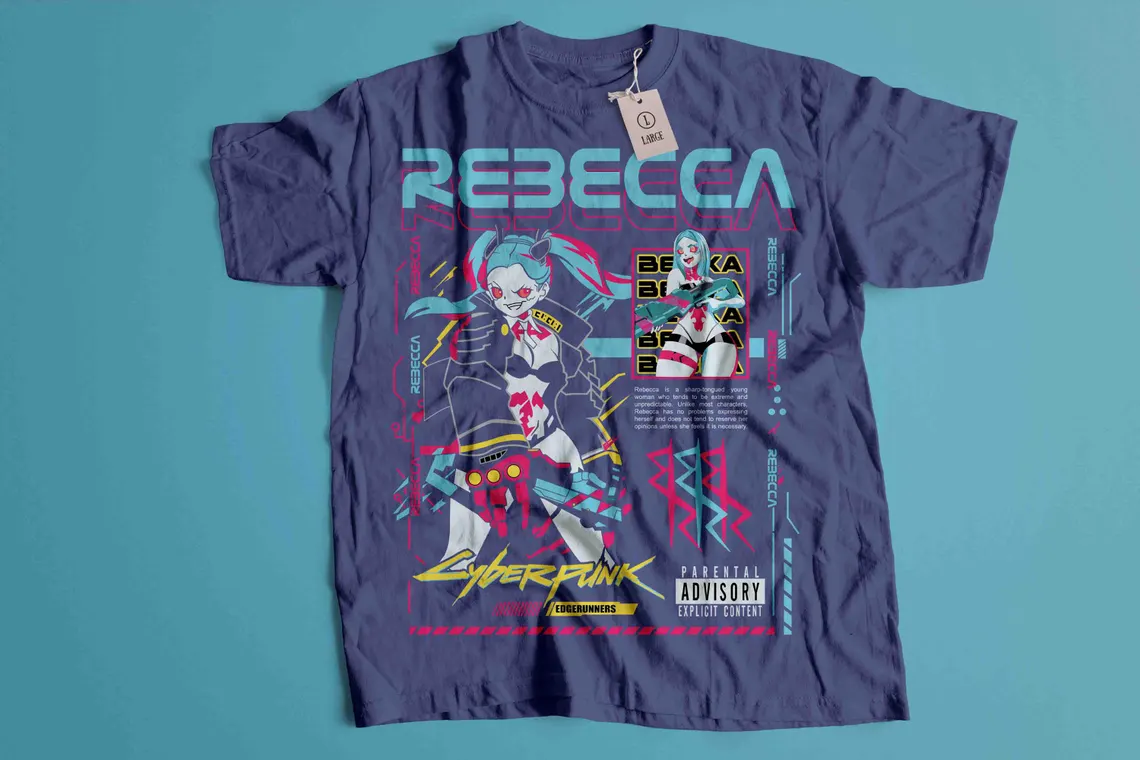 Cyberpunk Edgerunners T-shirt, Edge runners DAVID & LUCY neon shirt - Image 5
