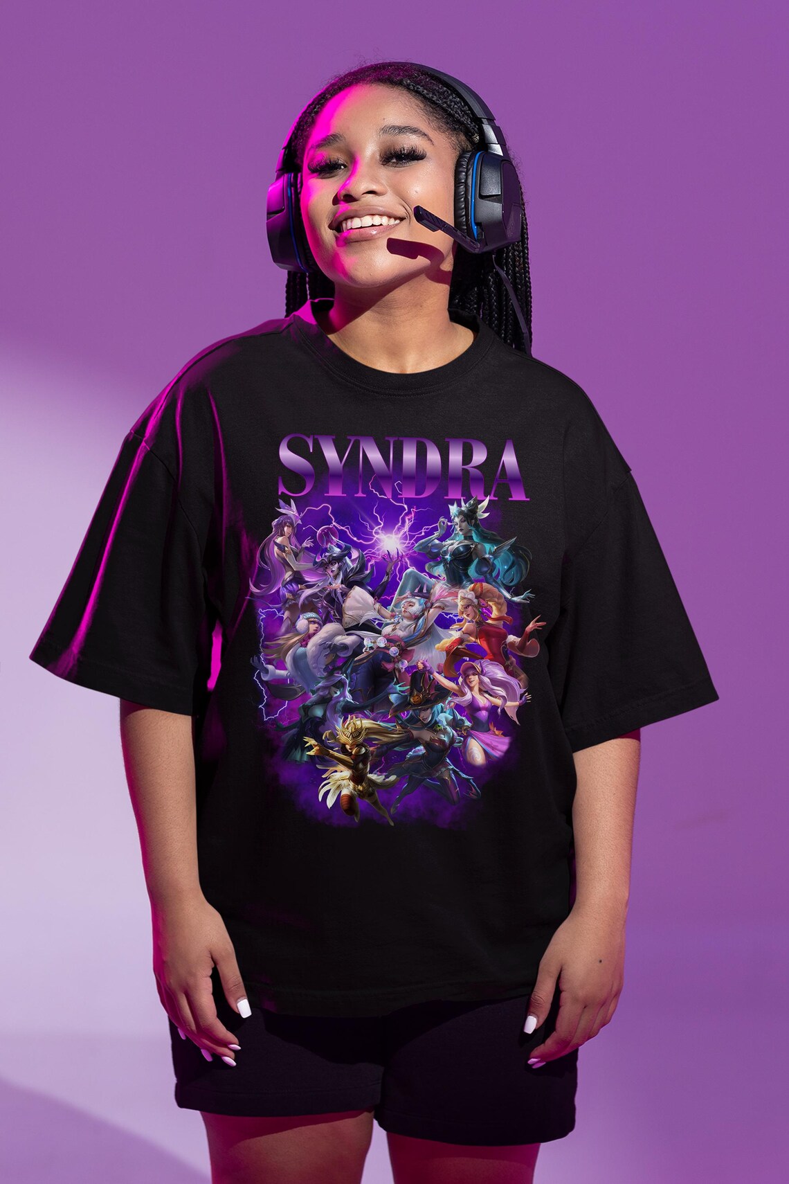 Syndra League of Legends Shirt • Dark Sovereign Anime Tee • Mage Champion Fan Art Graphic • Gamer Gift for LoL Players & Esports Fans - Image 3