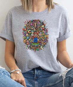 Alternative view of Mario Doodle Art T-Shirt, Colorful Gamer Graphic Tee, Trippy Video Game Character Shirt, Maximalist Streetwear, Super Mario Fan Gift Idea