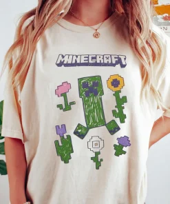 Minecraft Creeper Graphic Tee, Gamer Fan Merchandise