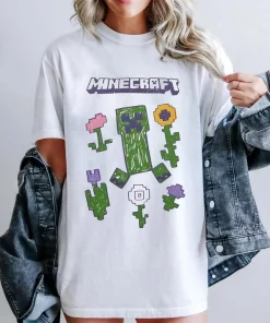 Alternative view of Minecraft Creeper Graphic Tee, Gamer Fan Merchandise