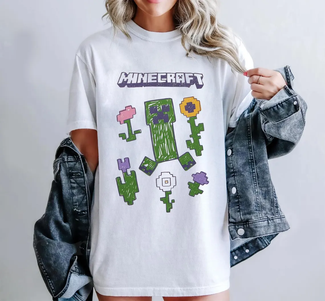 Minecraft Creeper Graphic Tee, Gamer Fan Merchandise - Image 2