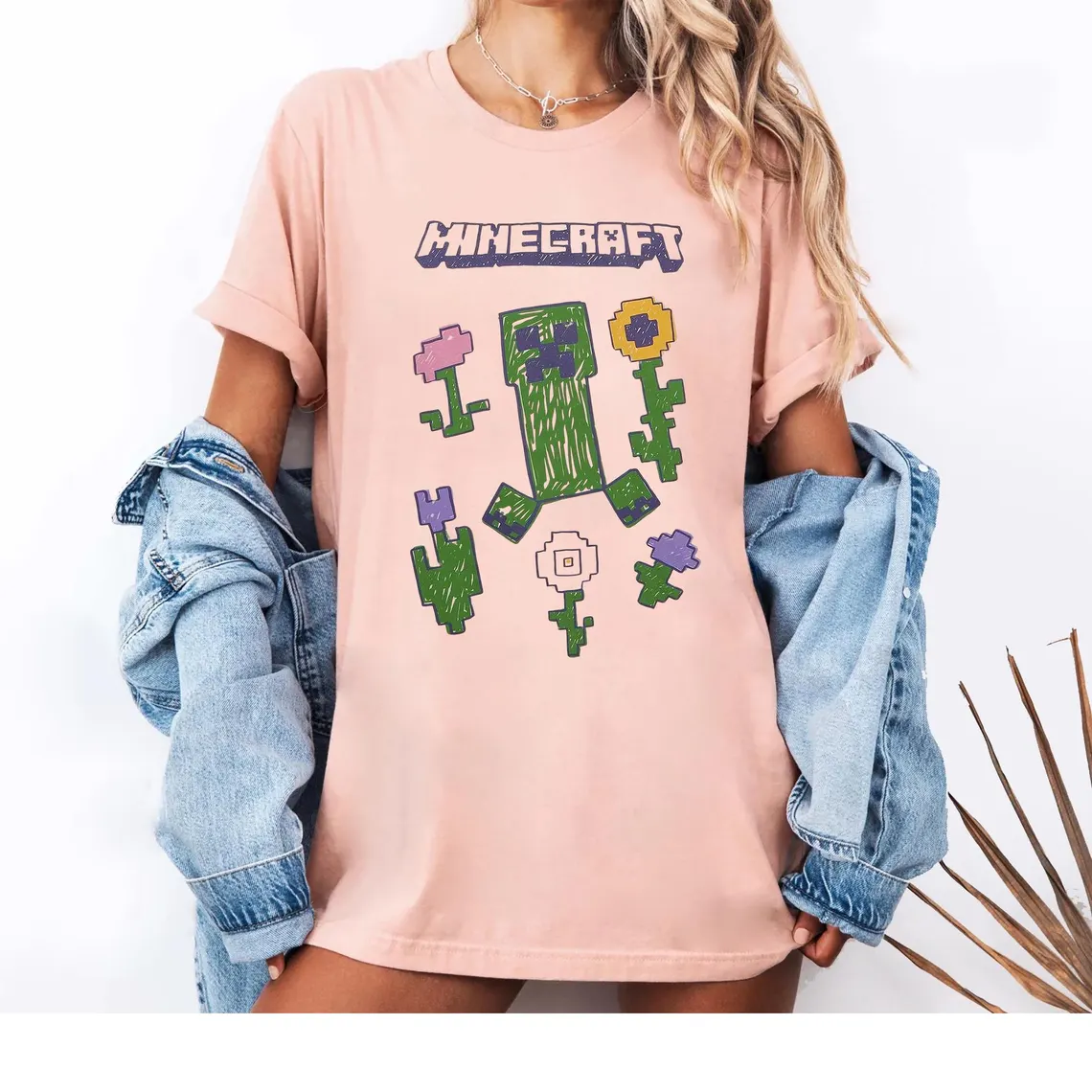 Minecraft Creeper Graphic Tee, Gamer Fan Merchandise - Image 3