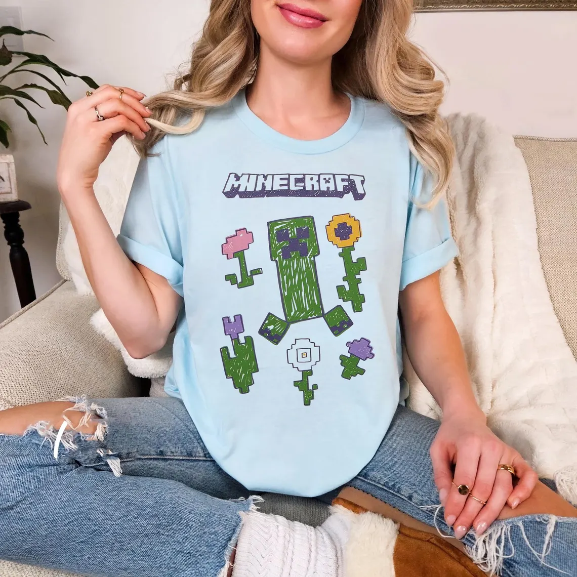 Minecraft Creeper Graphic Tee, Gamer Fan Merchandise - Image 4
